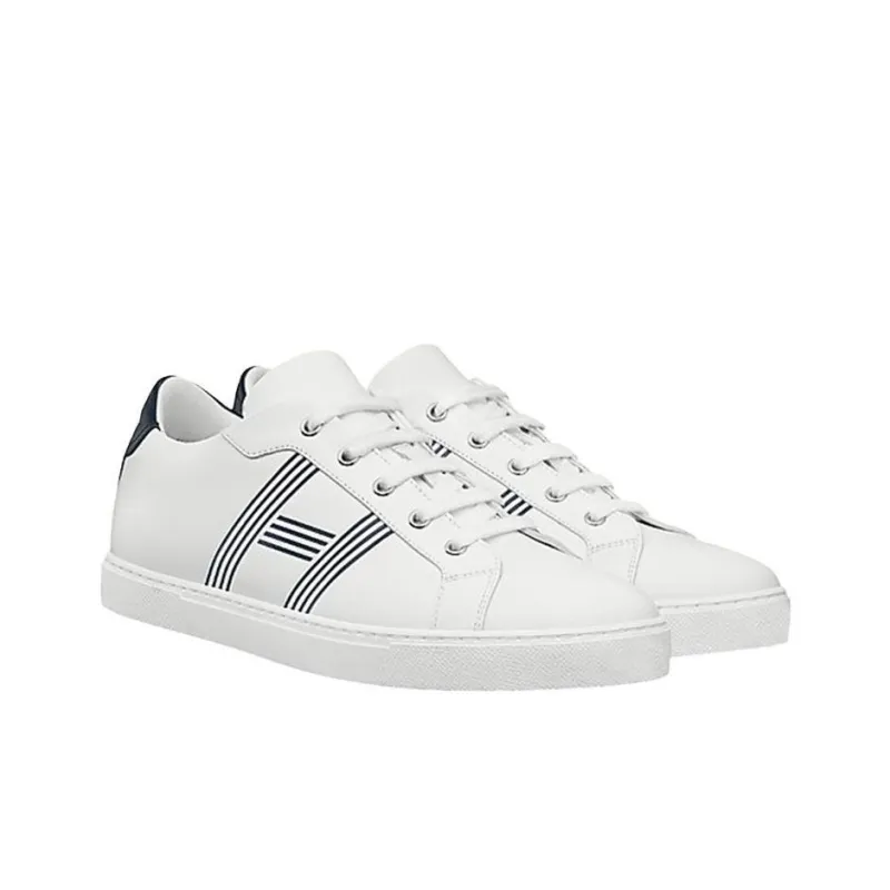 HERMES Avantage Low-Top Athletic Shoes Men's White Gray-2