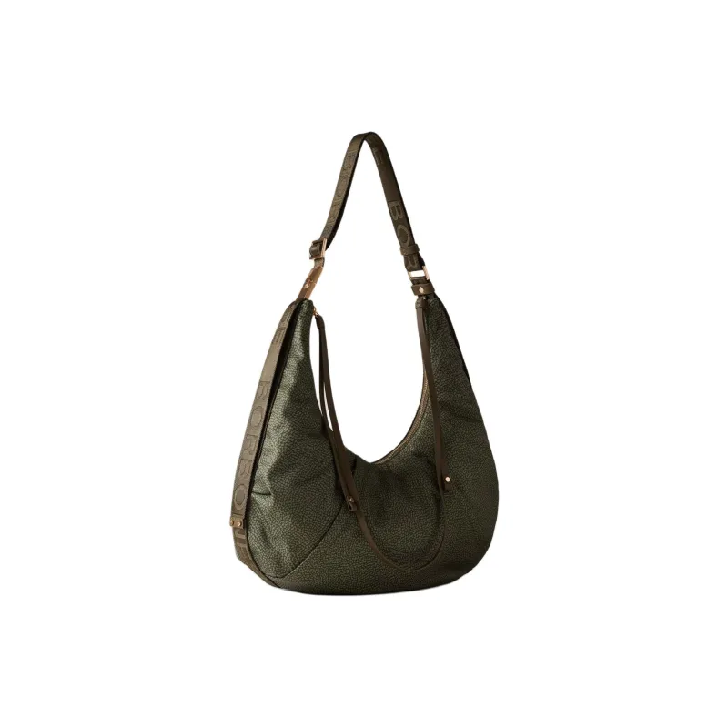 BORBONESE Polyester Handbag, Shoulder Bag Medium Size Women's Army Green-1
