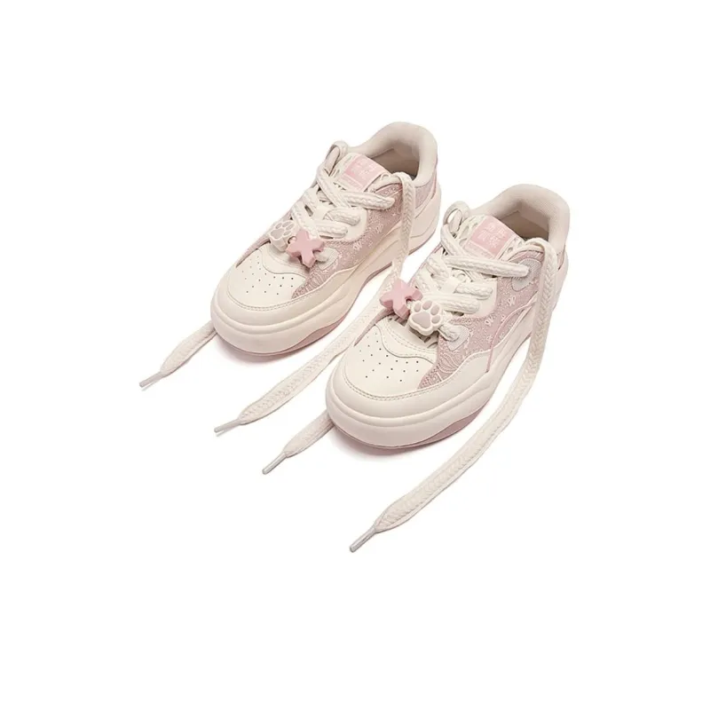 QIAODAN Wear resistant And Lightweight Low Top Skateboard Shoes Women's Pink-2
