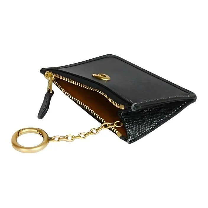 COACH Skinny Id Case Cross Grain Leather Coin Purse, Card Holder Mini Women's Amazon Green-3