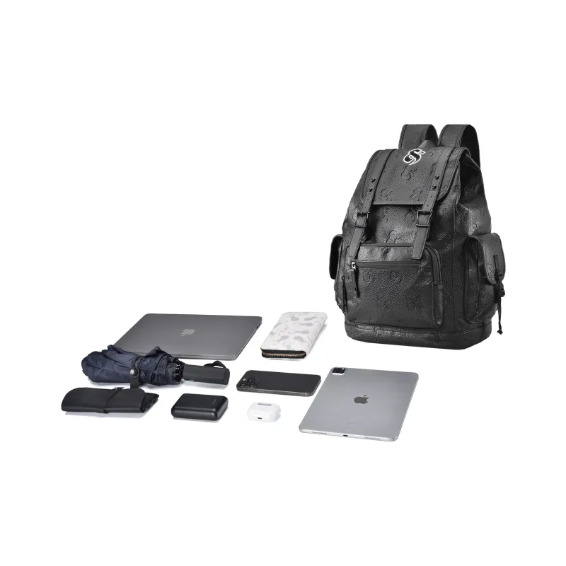 ONRF PVC Backpacks Laptop Bags Backpack Large Size Unisex Cool Black-19