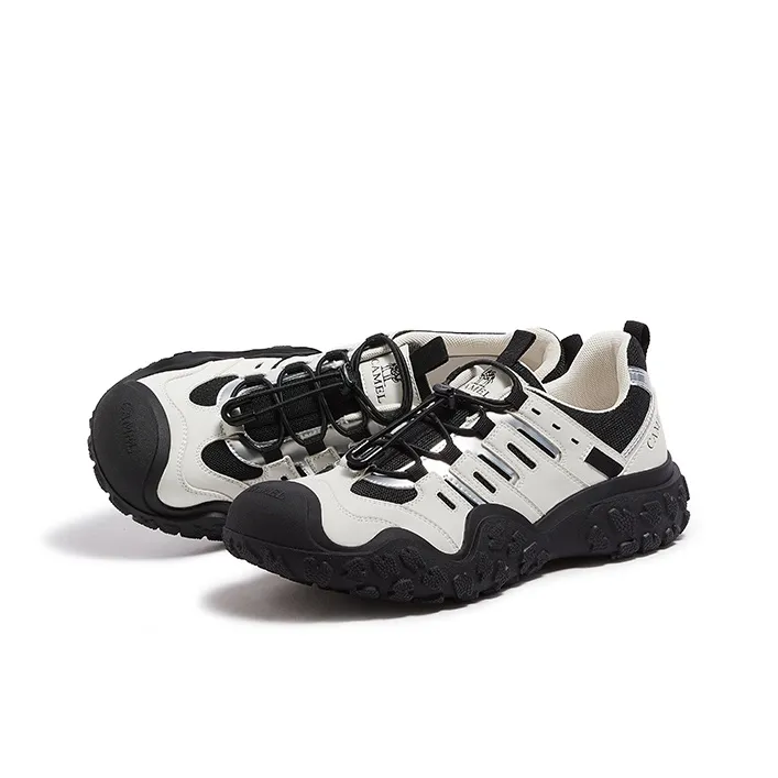 CAMEL Ugly Cute Shoes Anti Slip And Wear Resistant Breathable Low Top Casual Shoes Men's Beige White Black-2