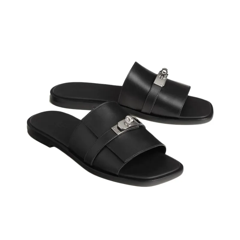 HERMES Gabriella Slide Slippers Men's Black-2
