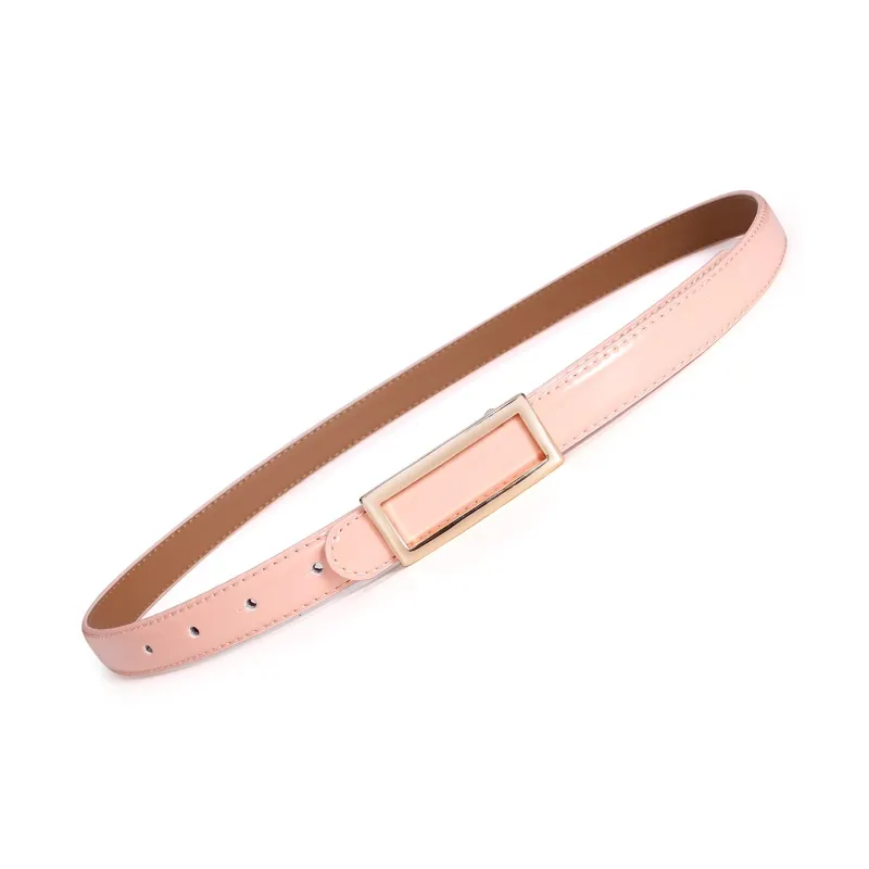 Jaylen Oos Patent Leather Fashion Smooth Buckle Cow Leather Thin Belt Women's 1.9cm-32