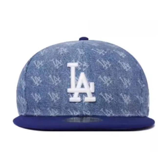 New Era Cotton Baseball Caps Unisex Denim Blue-1