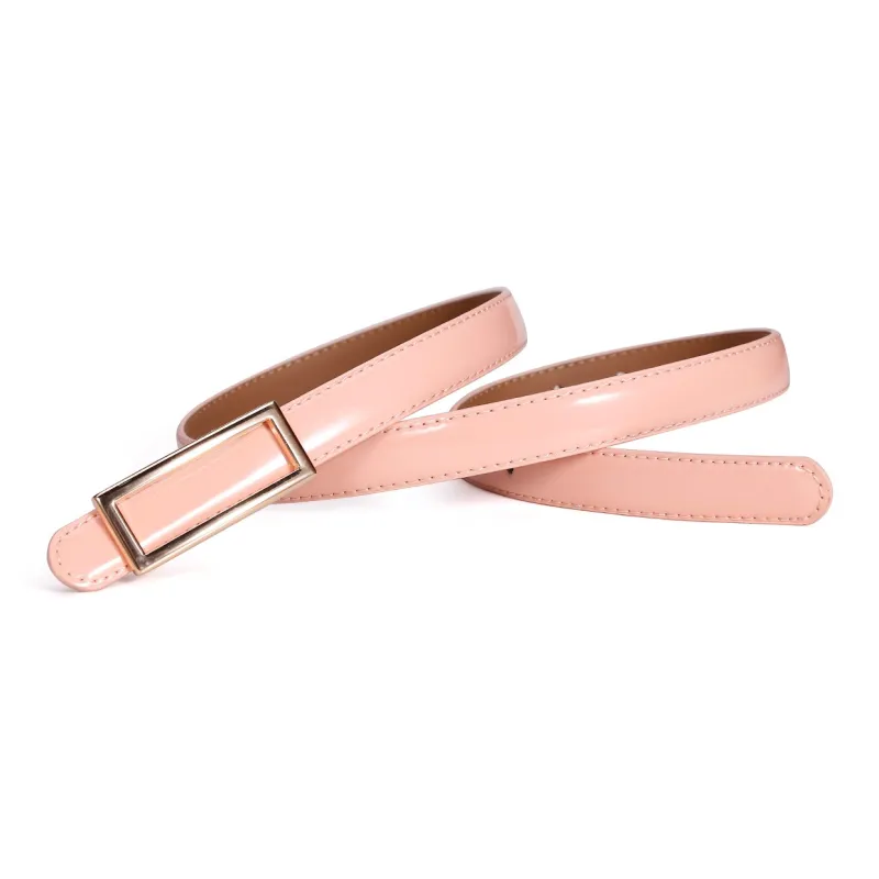 Jaylen Oos Patent Leather Fashion Smooth Buckle Cow Leather Thin Belt Women's 1.9cm-33