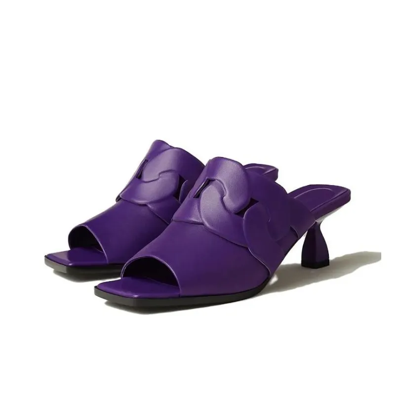 HERMES Hanna Slide Slippers Women's Purple-3