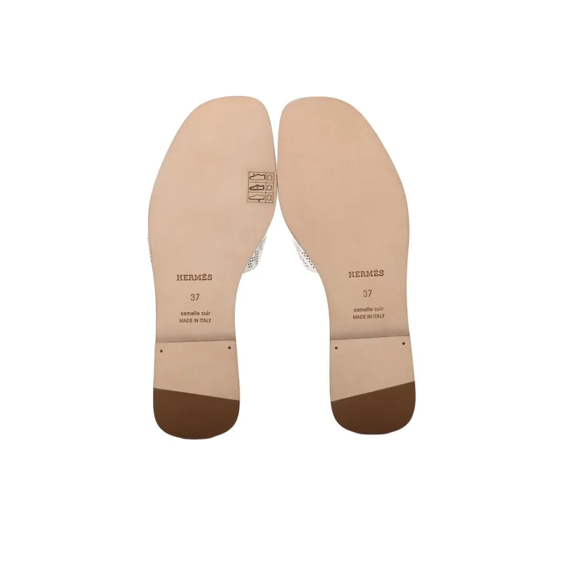 HERMES Oran Cut Out Odor Resistant Slide Slippers Women's White-5