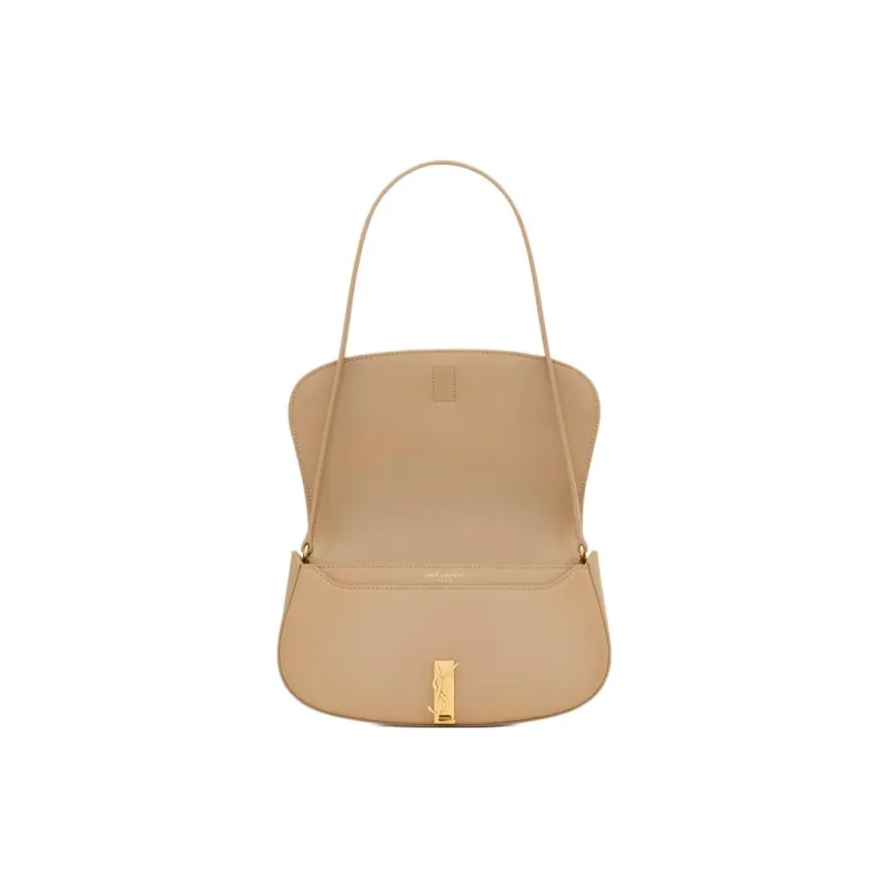 SAINT LAURENT Calfskin Handbag, Shoulder Bag Women's Black Toffee-5