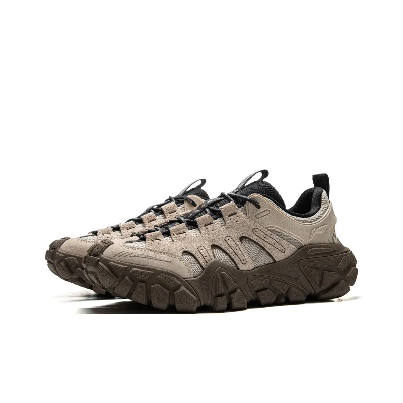 LiNing Dunes Cushioning Anti Slip Wear Resistant Breathable Height Increasing Low Top Casual Shoes Men's Oat Gray-2