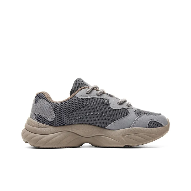 PEAK Little Fatty Shoes 2.0 Anti Slip And Wear Resistant Breathable Low Top Chunky Sneakers Men's Silver Gray Dark Gray-1