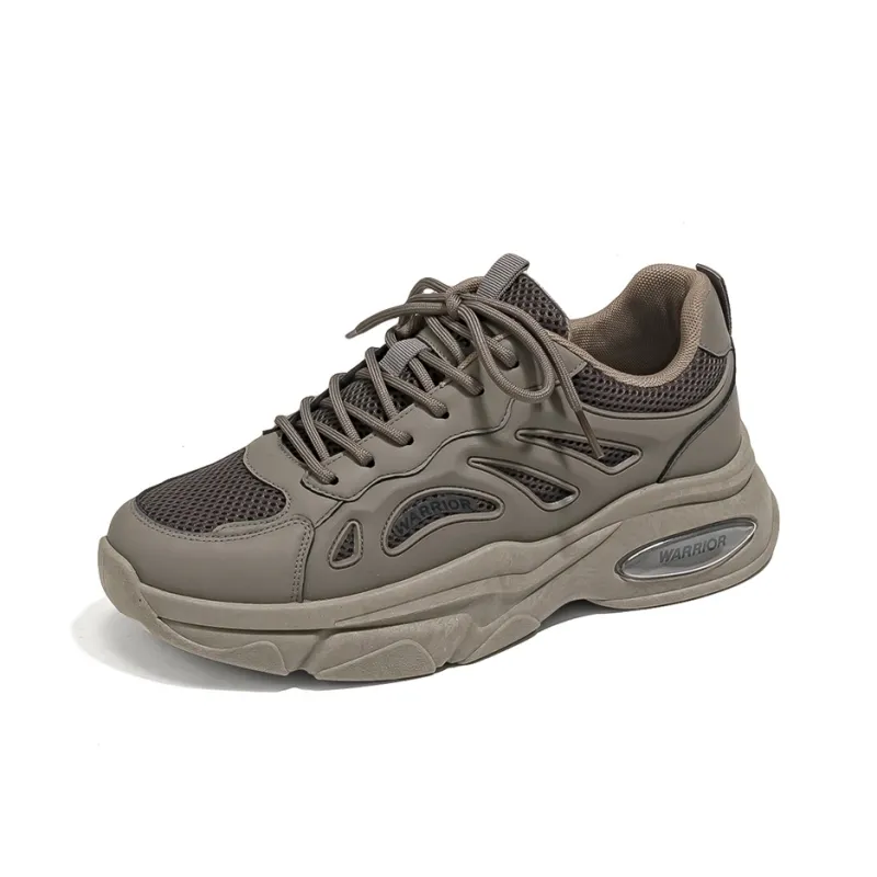 Warrior Cushioned Slip Resistant Breathable Lightweight Low Top Chunky Sneakers Men's Olive Green-1