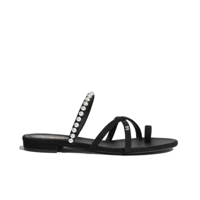 CHANEL Slip Resistant Flip Flops Women's Black-1