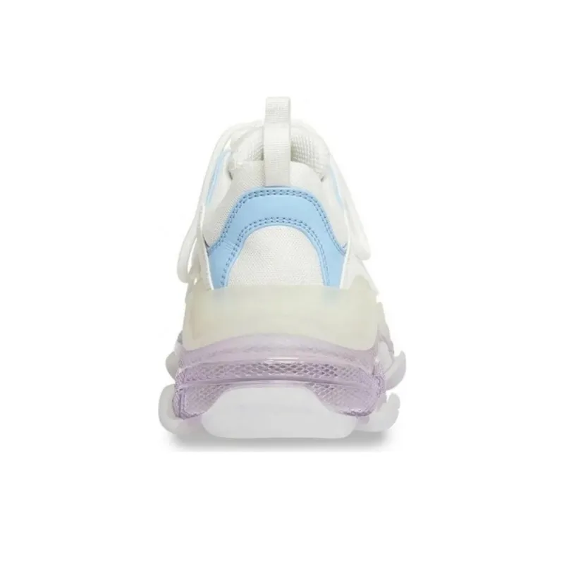 Balenciaga Triple S Clear Sole Leather Free Light Blue Grey Light Purple White Women's-3
