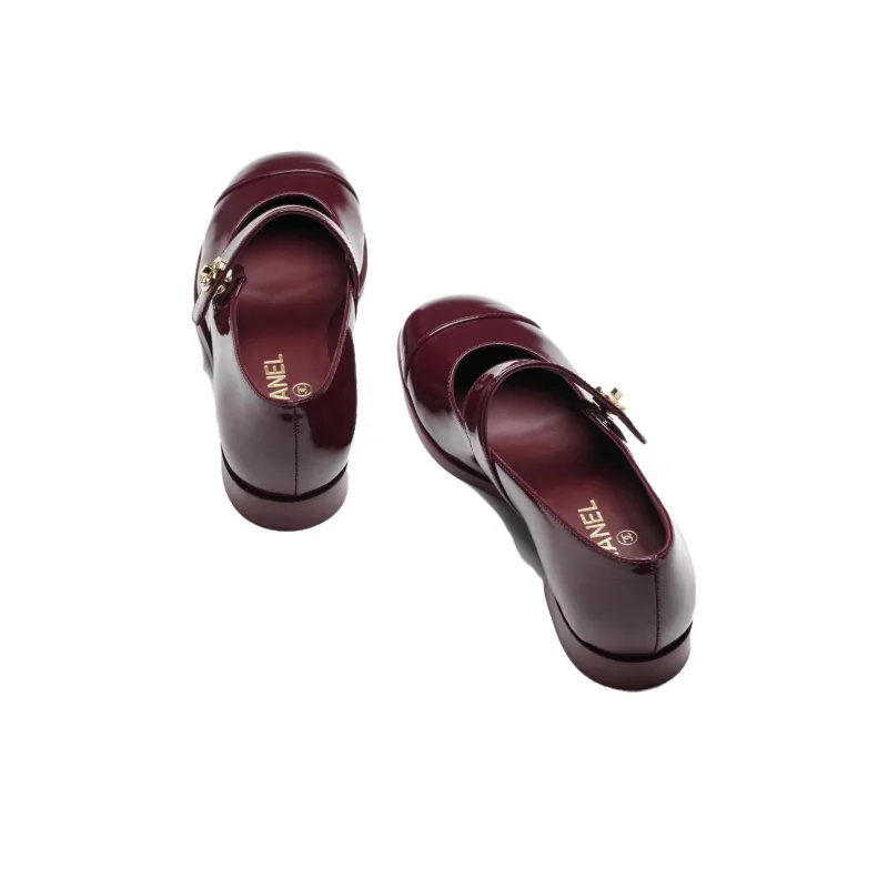CHANEL Casual Single Shoes Women's Burgundy-3