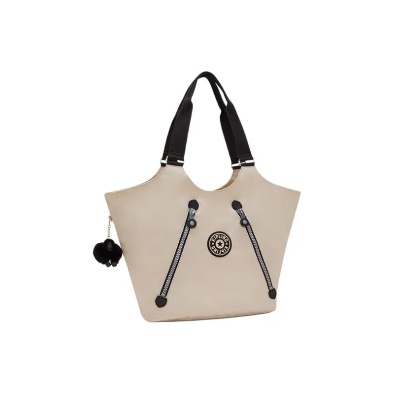 Kipling Polyamide Tote Bag, Shopping Bag, Shoulder Bag, Handbag Large Size Women's Original Beige Patchwork-1