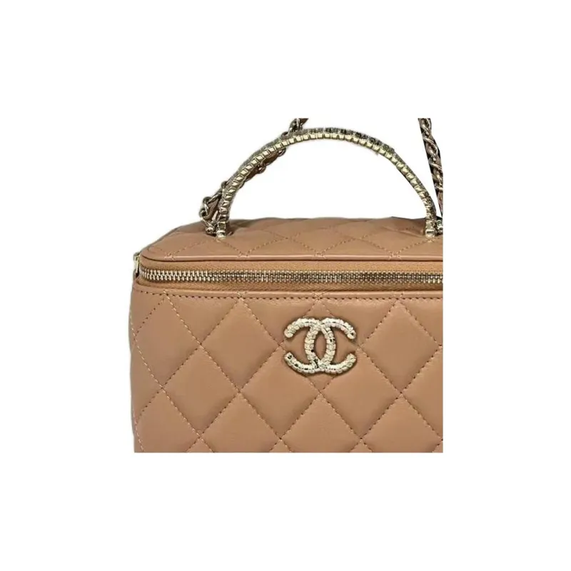 CHANEL Leather Handbag, Shoulder Bag, Crossbody Bag Women's Light Brown-1