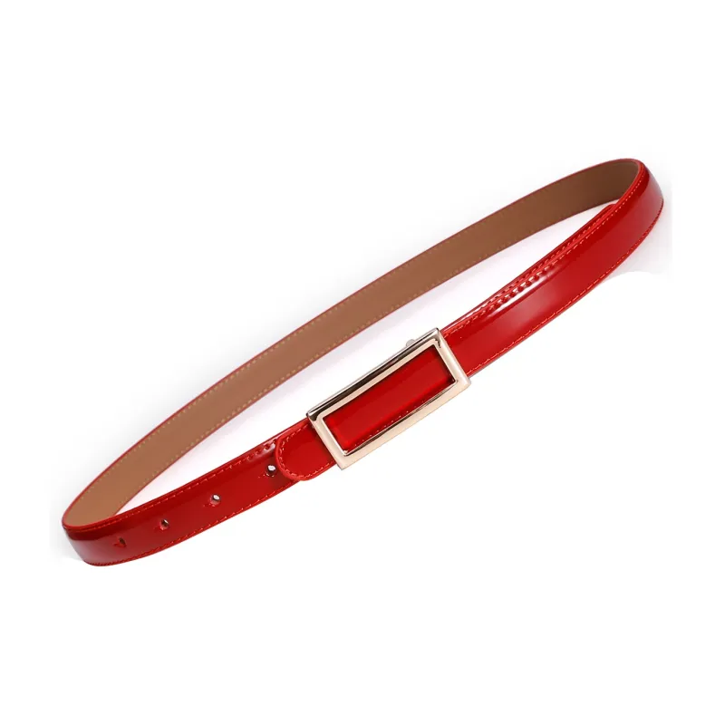Jaylen Oos Patent Leather Fashion Smooth Buckle Cow Leather Thin Belt Women's 1.9cm-10