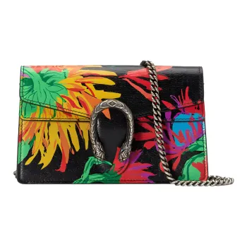 GUCCI Dionysus Leather Shoulder Bag Crossbody Bag Handbag Extra Mini Women's Black/Multicolor
