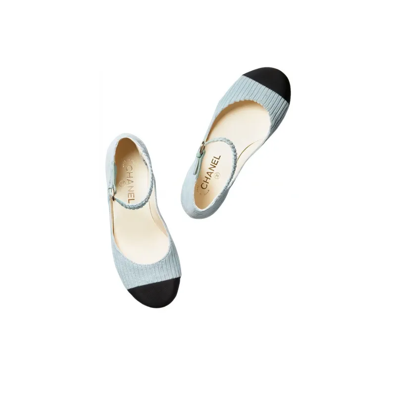 CHANEL Casual Single Shoes Women's Light Blue-2