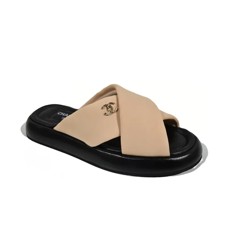 CHANEL Slide Slippers Women's Beige-2