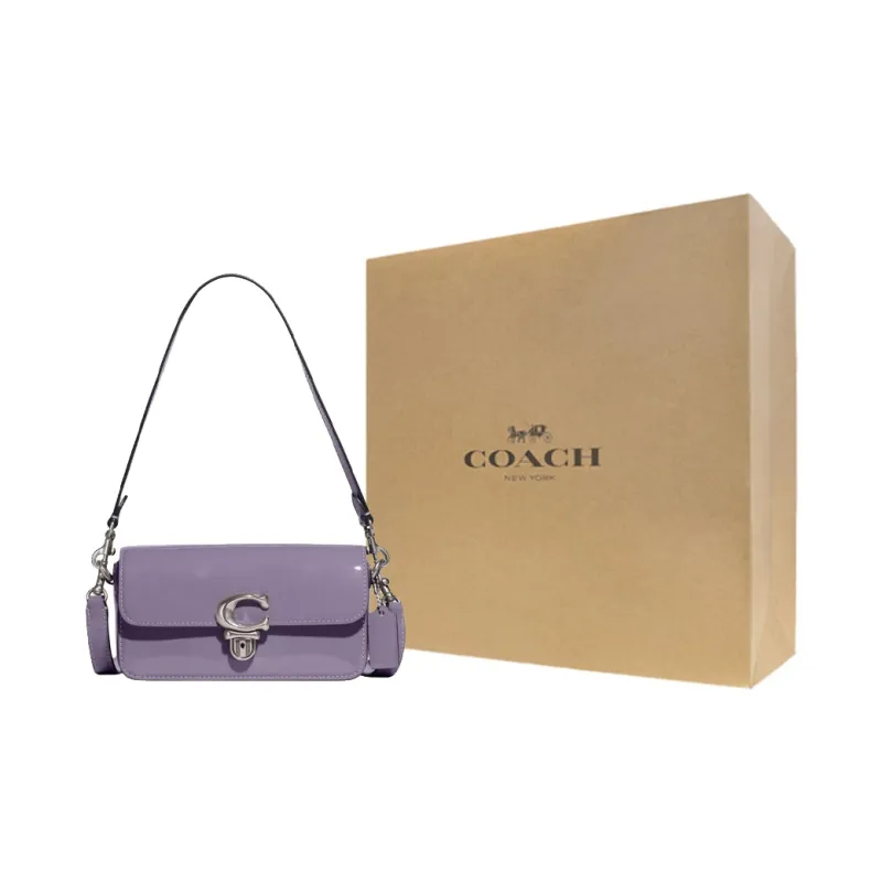 COACH Studio Patent Leather Portable Crossbody Bag Shoulder Bag Women's Light Purple-10