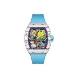 White Case Color Dial Blue Rubber Strap