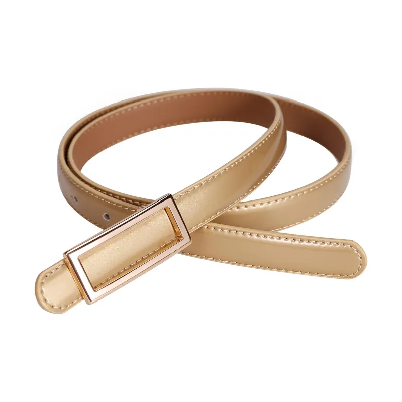 Jaylen Oos Patent Leather Fashion Smooth Buckle Cow Leather Thin Belt Women's 1.9cm-28