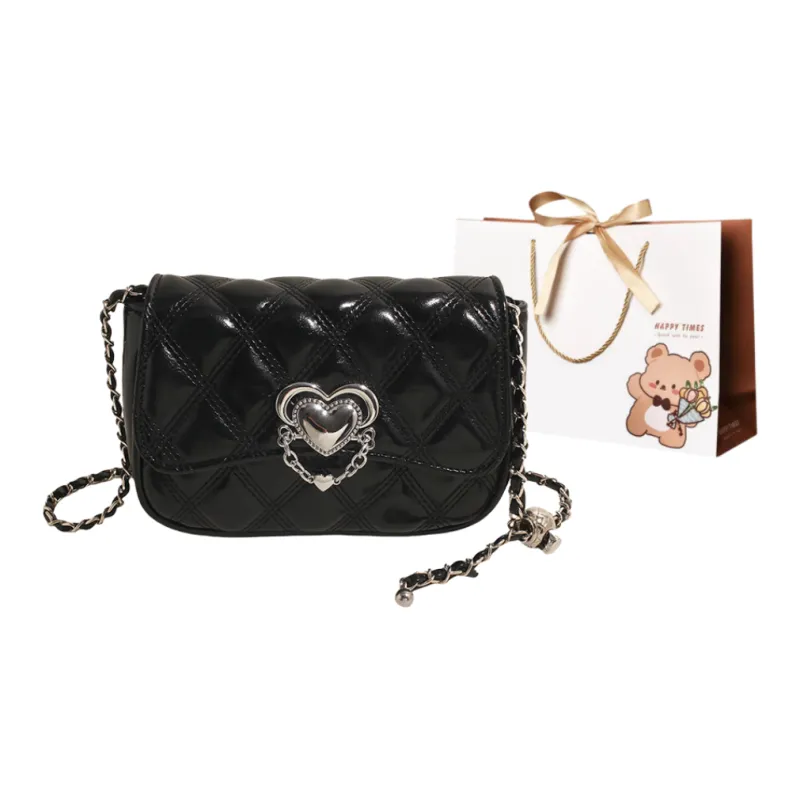 ERANGBEAR PU Small Square Bag Shoulder Bag Women's Silver/Red/Black/Ecru-3