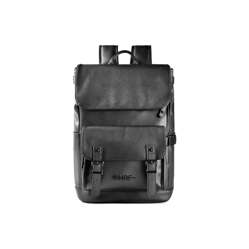 ONRF PVC Leather Backpack Travel Bag Laptop Bag For Students Tubas Unisex Black-1