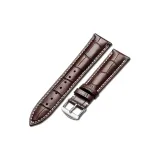 Silver Pin Buckle-Brown Leather with White Thread