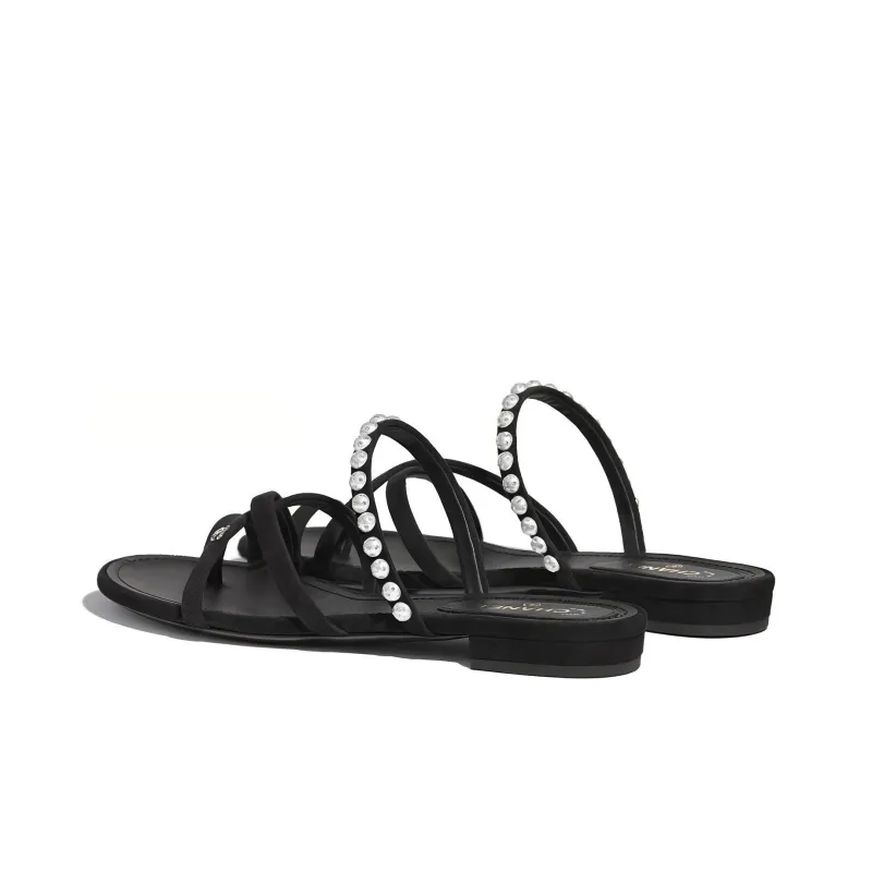 CHANEL Slip Resistant Flip Flops Women's Black-3