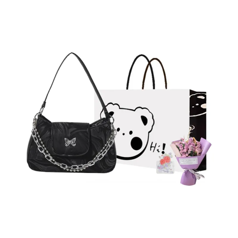NX DOUGHNUT PU Shoulder Bag Regular Women's Black/White/Silver-30