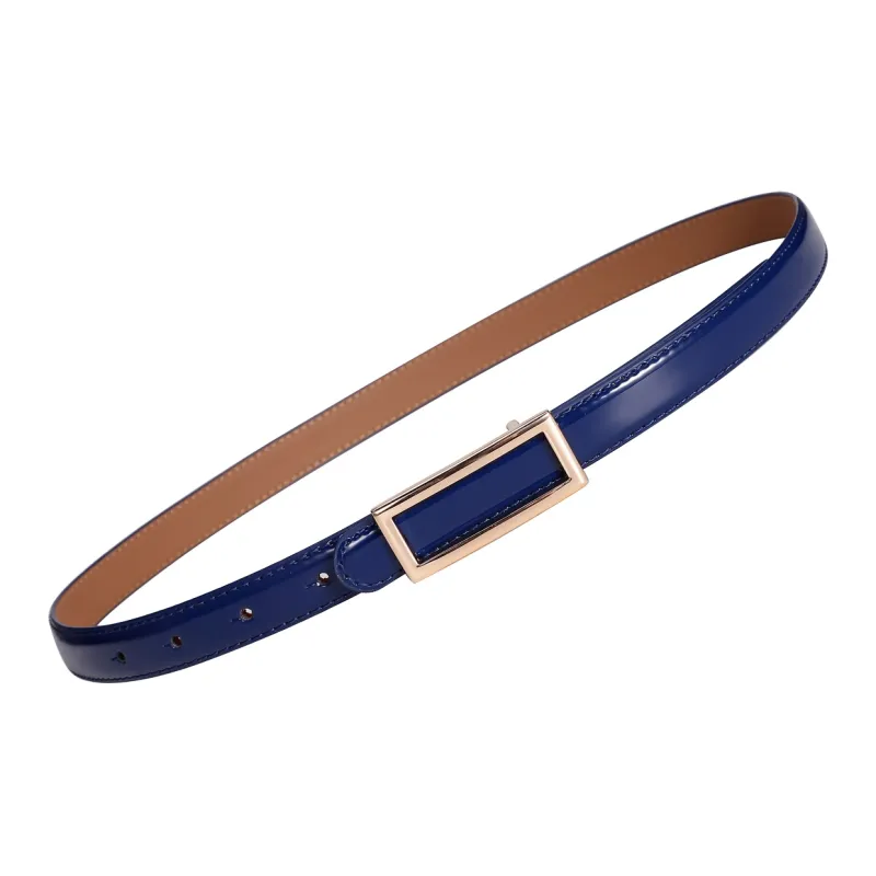 Jaylen Oos Patent Leather Fashion Smooth Buckle Cow Leather Thin Belt Women's 1.9cm-23
