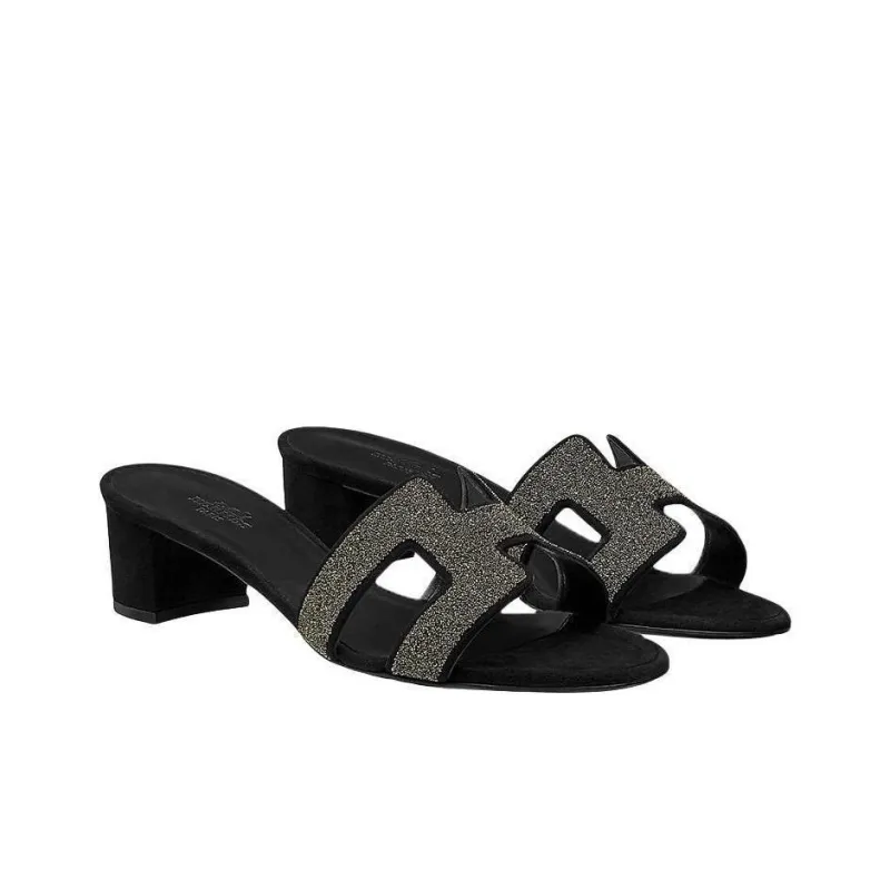 HERMES Oasis Slide Slippers Women's Gilded Black-3