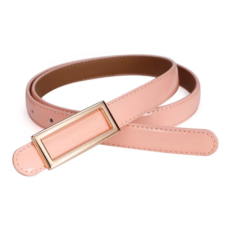 Jaylen Oos Patent Leather Fashion Smooth Buckle Cow Leather Thin Belt Women's 1.9cm-31