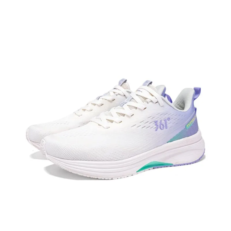 361° Wear Resistant Slip Resistant Low Top Casual Running Shoes Women's White Purple-2