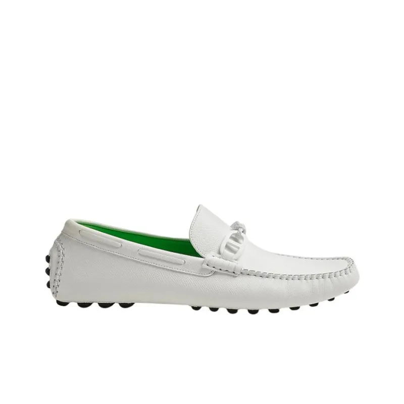 HERMES Alessandro Gommino Loafers Men's White-1