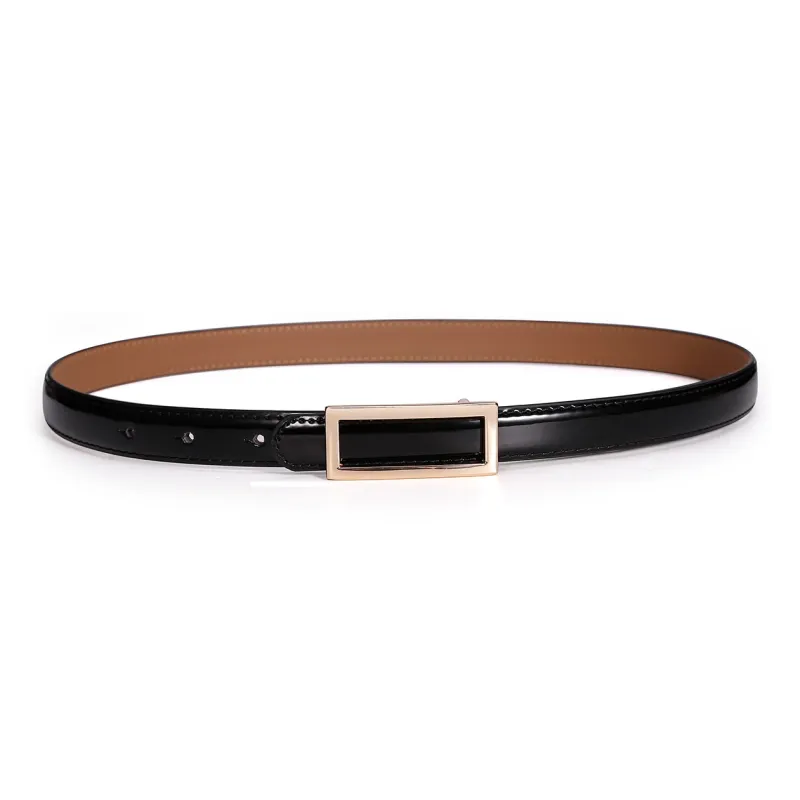 Jaylen Oos Patent Leather Fashion Smooth Buckle Cow Leather Thin Belt Women's 1.9cm-5