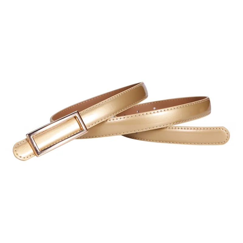 Jaylen Oos Patent Leather Fashion Smooth Buckle Cow Leather Thin Belt Women's 1.9cm-27