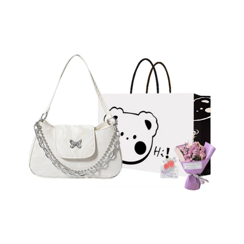 NX DOUGHNUT PU Shoulder Bag Regular Women's Black/White/Silver-18