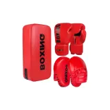 BOX Boxing Gloves Red 1 Pair+Punch Pads 2 Pcs+Kick Pads 1 Pc