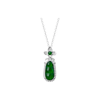 Artisan Lock Heart Jade Ice Glutinous Necklaces Women's