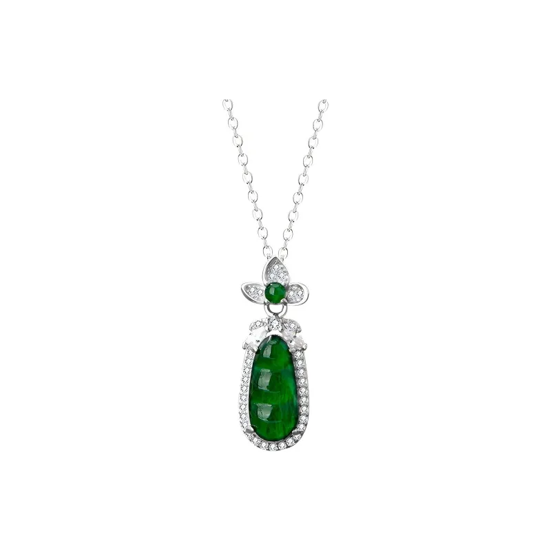 Artisan Lock Heart Jade Ice Glutinous Necklaces Women's-0