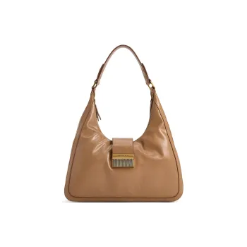 CHARLES&KEITH PU Shoulder Bag Large Size Women's Dark Moss/Toffee