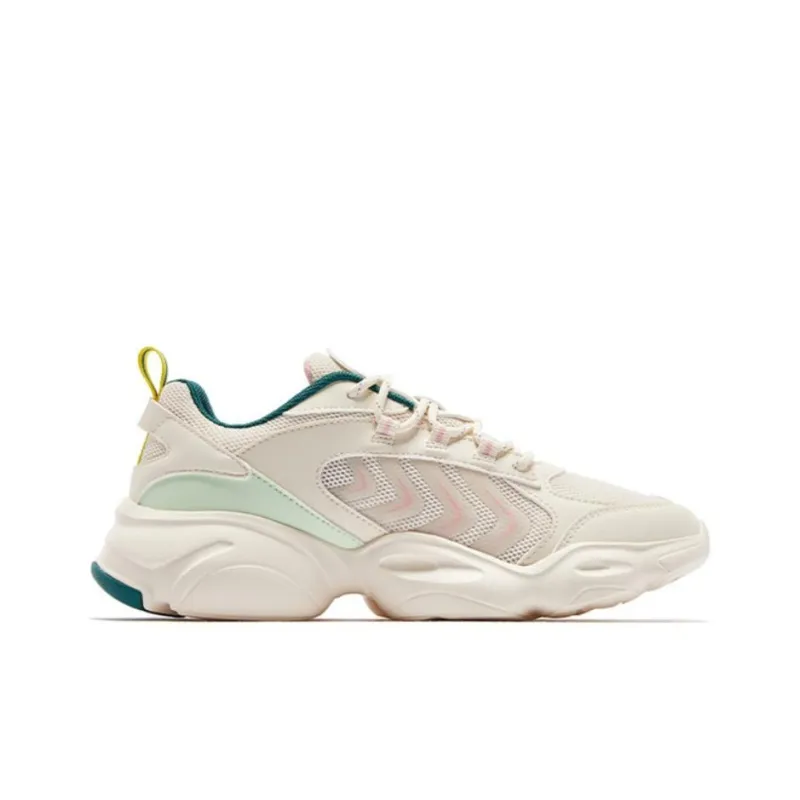 QIAODAN Anti Slip Wear Resistant Low Top Chunky Sneakers Women's Beige Green-1
