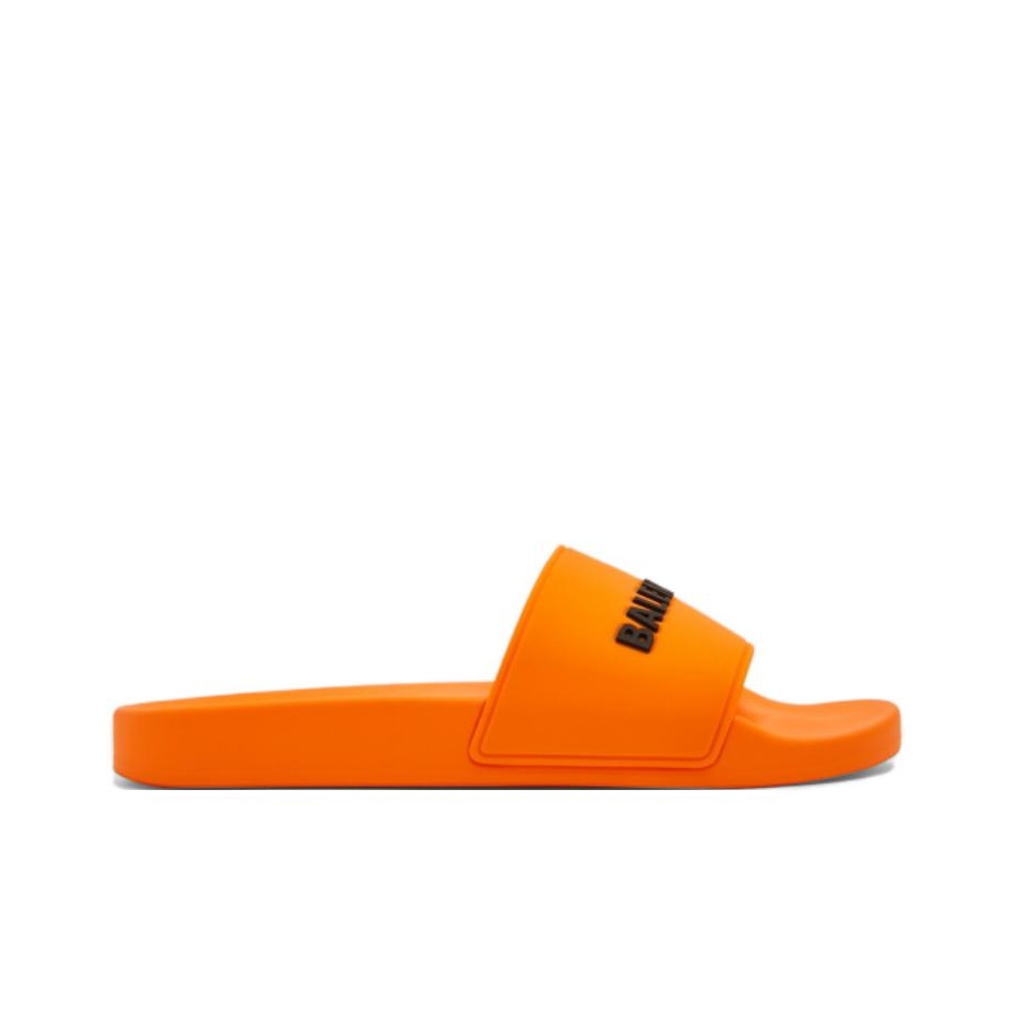 人気★関税込【BALENCIAGA】Pool スライドサンダルOrange Balenciaga SZ 40E/7US Pool Slide Smooth Rubber Logo in