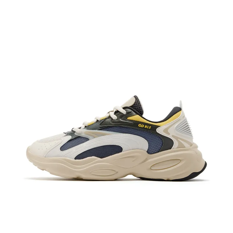 QIAODAN Anti-Slip And Wear-Resistant Breathable Low-Top Casual Shoes Men's Beige Blue-0