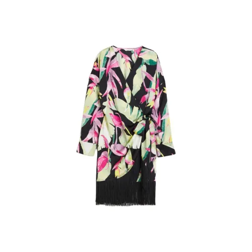 H&M Long-Sleeved Dresses Women's Black/Tropical Floral