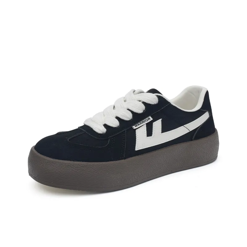 Warrior German Army Trainers Lightweight Wear Resistant And Slip Resistant Low Top Canvas Shoes Women's Black Beige 2.0-1